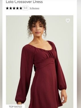 Altar'd State Burgundy Long-Sleeve Lola Crossover Dress Medium